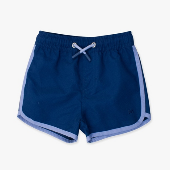 Navy Dolphin Hem Swim Trunks