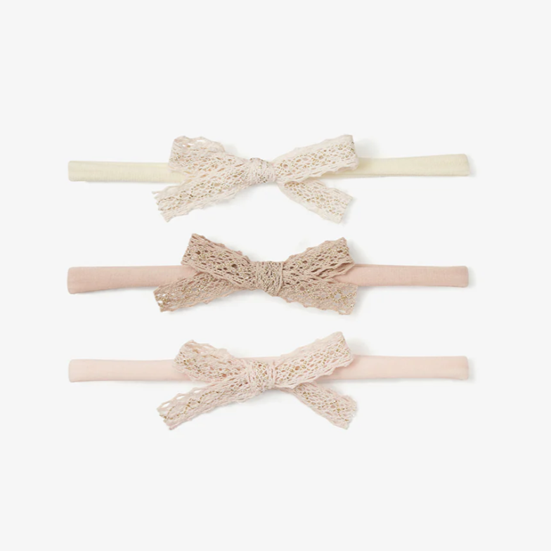 Sparkle Lace Bow Headband 3-Piece Set