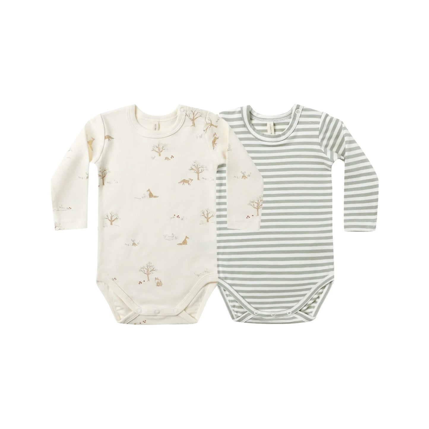 2-Pack Long Sleeve Jersey Bodysuit - Fox Land/Fern Stripe