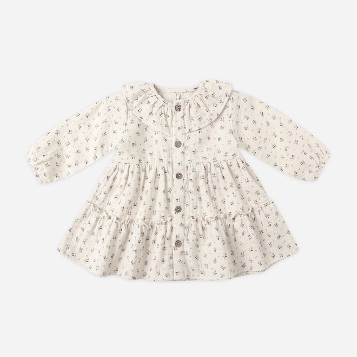 Ruffle Collar Button Dress - Bluebell