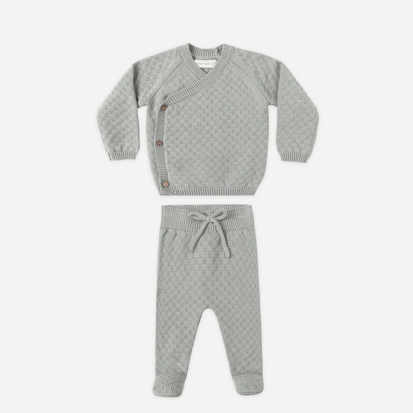 Knit Wrap Top + Pant Set - Steel Blue