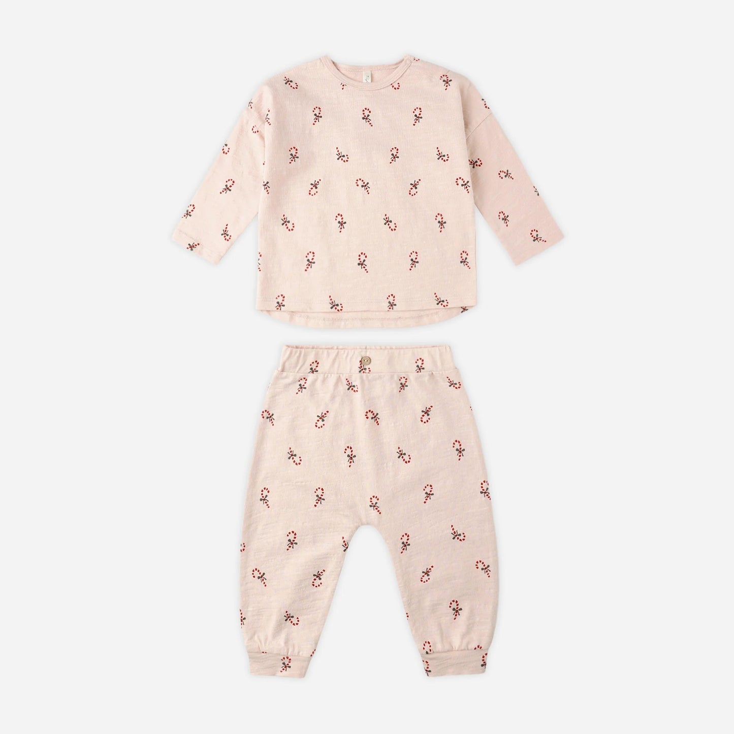 Long Sleeve Tee + Pant Set - Candy Canes