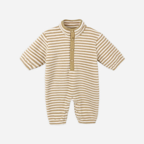 Fuzzy Winter Jumpsuit - Toffee Stripe