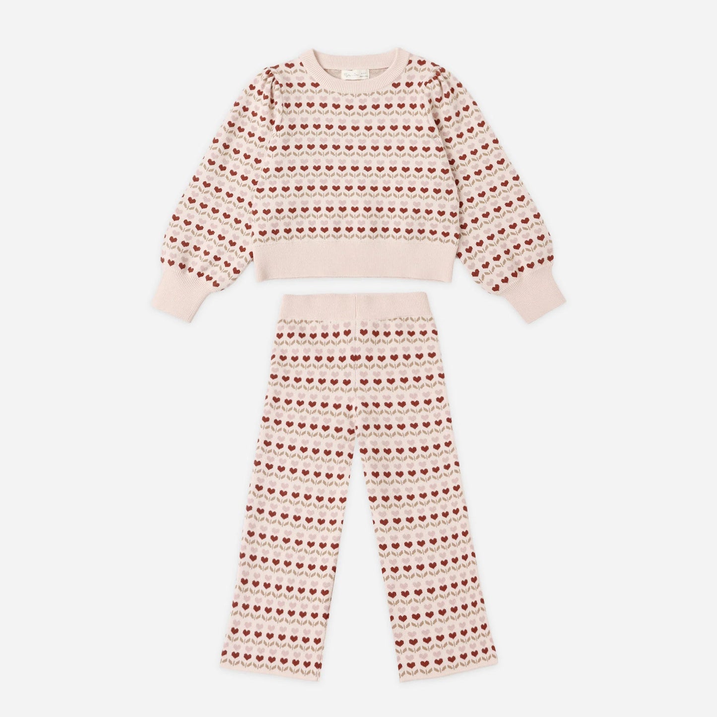 Jacquard Knit Set - Ruby Hearts