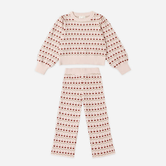 Jacquard Knit Set - Ruby Hearts