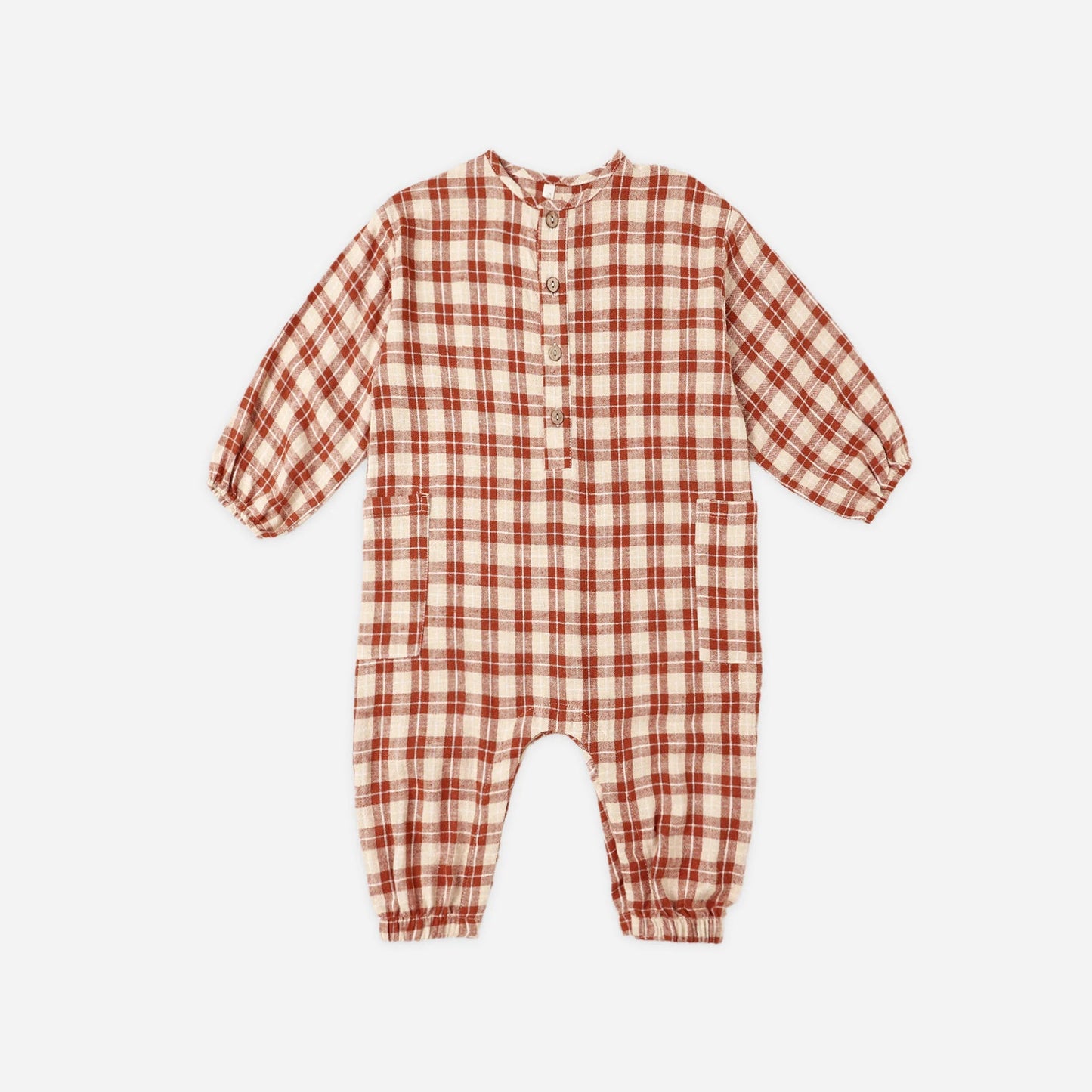Relaxed Woven Jumpsuit - Red Plaid