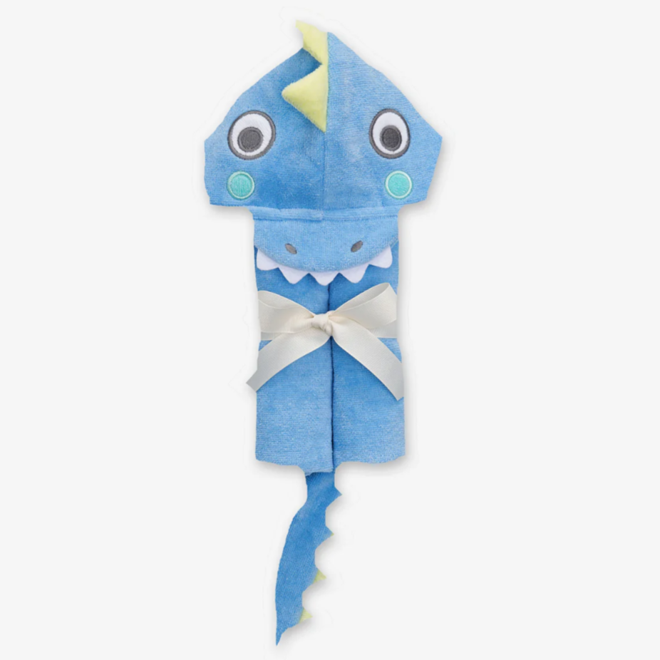 Blue Dino Hooded Baby Bath Wrap Towel