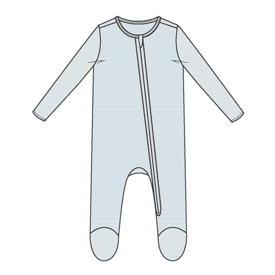 Light Blue Stripe 2-Way Zipper Footie