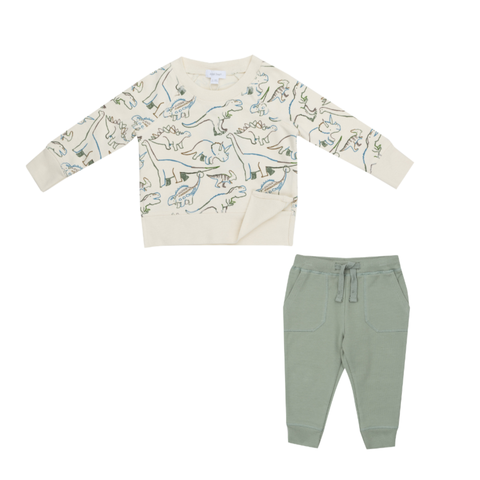 Artsy Dinos French Terry Raglan Sweatshirt & Jogger Set