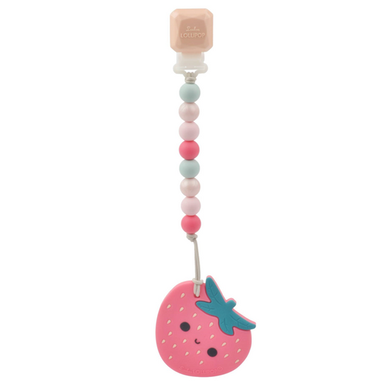 Strawberry Gem Pacifier Clip Teether Set