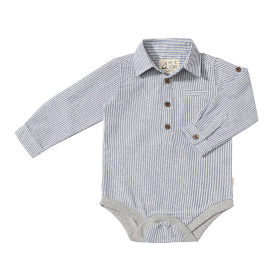Jasper Woven Bodysuit - Ocean & White Stripe