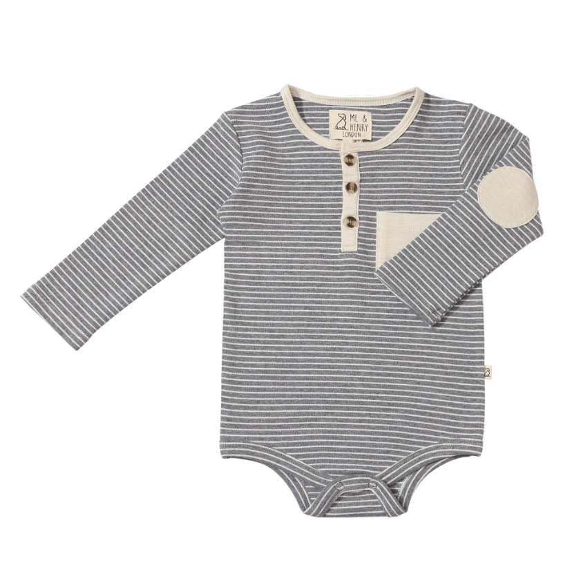Stanton Henley Bodysuit - Grey & White