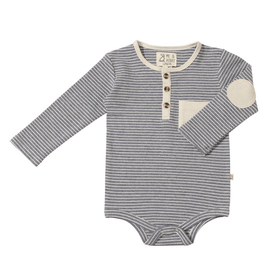 Stanton Henley Bodysuit - Grey & White