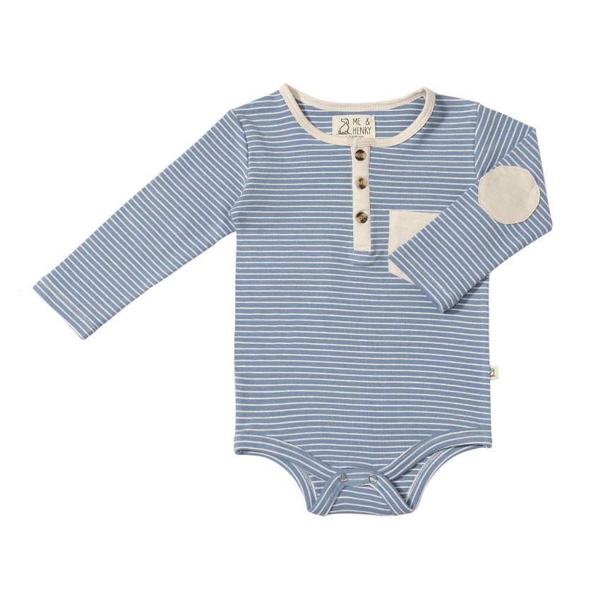 Stanton Henley Bodysuit - Light Blue & White