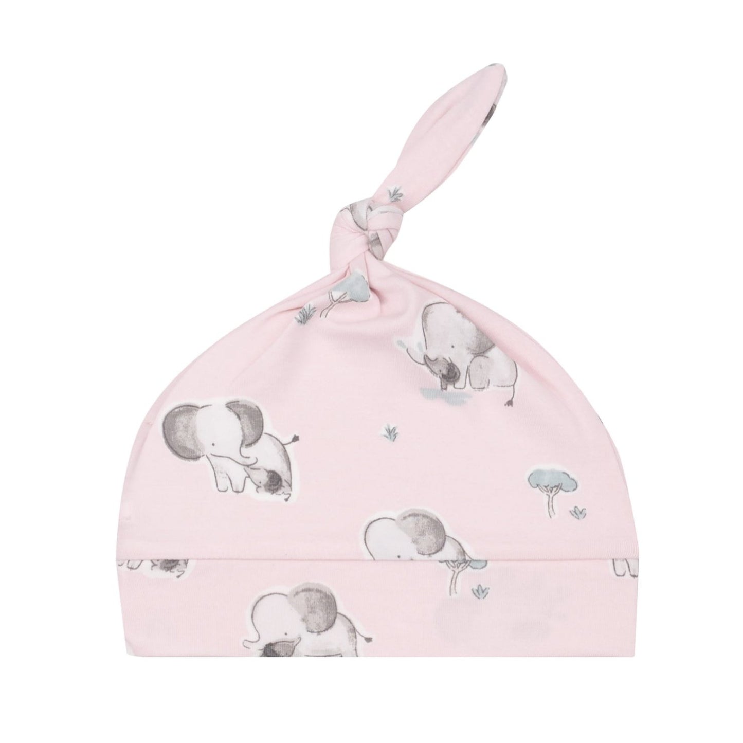 Gray Elephants Knotted Hat - Pink