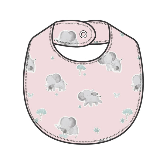 Gray Elephants Pink Bib