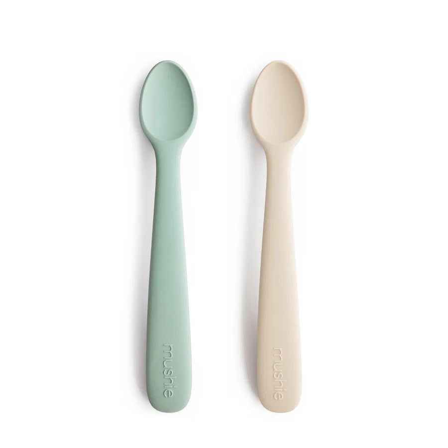 2-Pack Silicone Feeding Spoons - Cambridge Blue & Shifting Sand