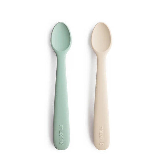 2-Pack Silicone Feeding Spoons - Cambridge Blue & Shifting Sand