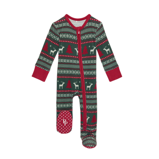 Holiday Fair Isle One Footie Zippered One Piece