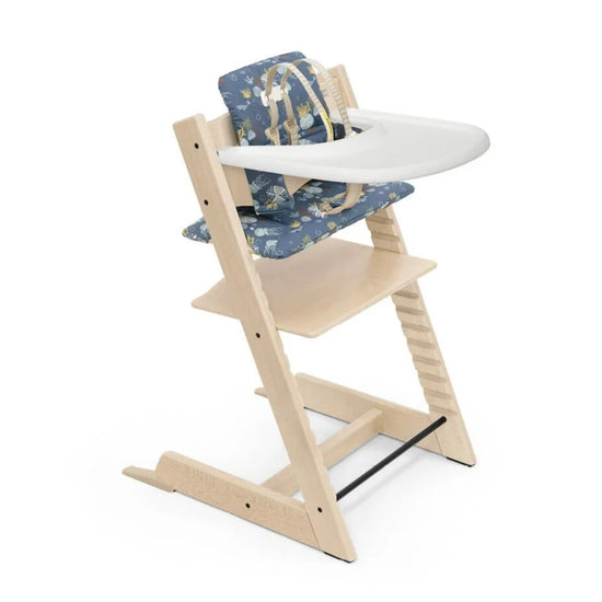 Tripp Trapp High Chair Bundle - Natural, Into The Deep Cushion & White Tray