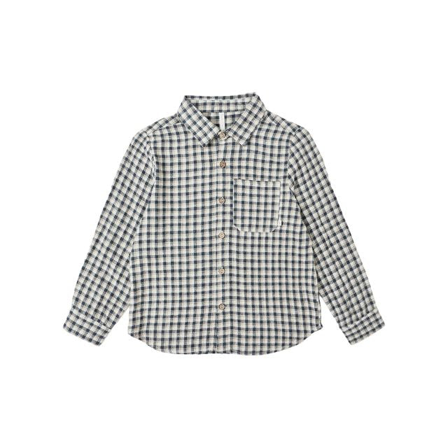 Collared Long Sleeve Shirt - Navy Check