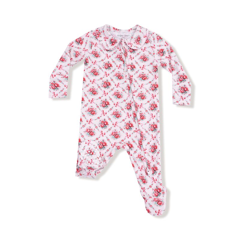 Rose Bow Lattice Peter Pan 2-Way Zipper Footie