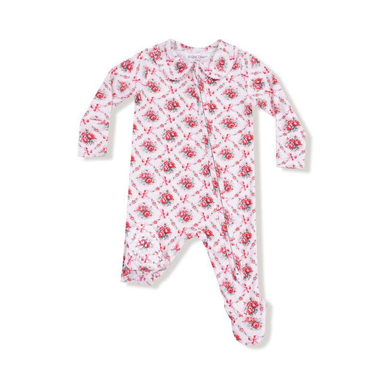 Rose Bow Lattice Peter Pan 2-Way Zipper Footie
