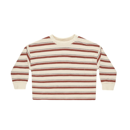 Relaxed Long Sleeve Tee - Brick Stripe