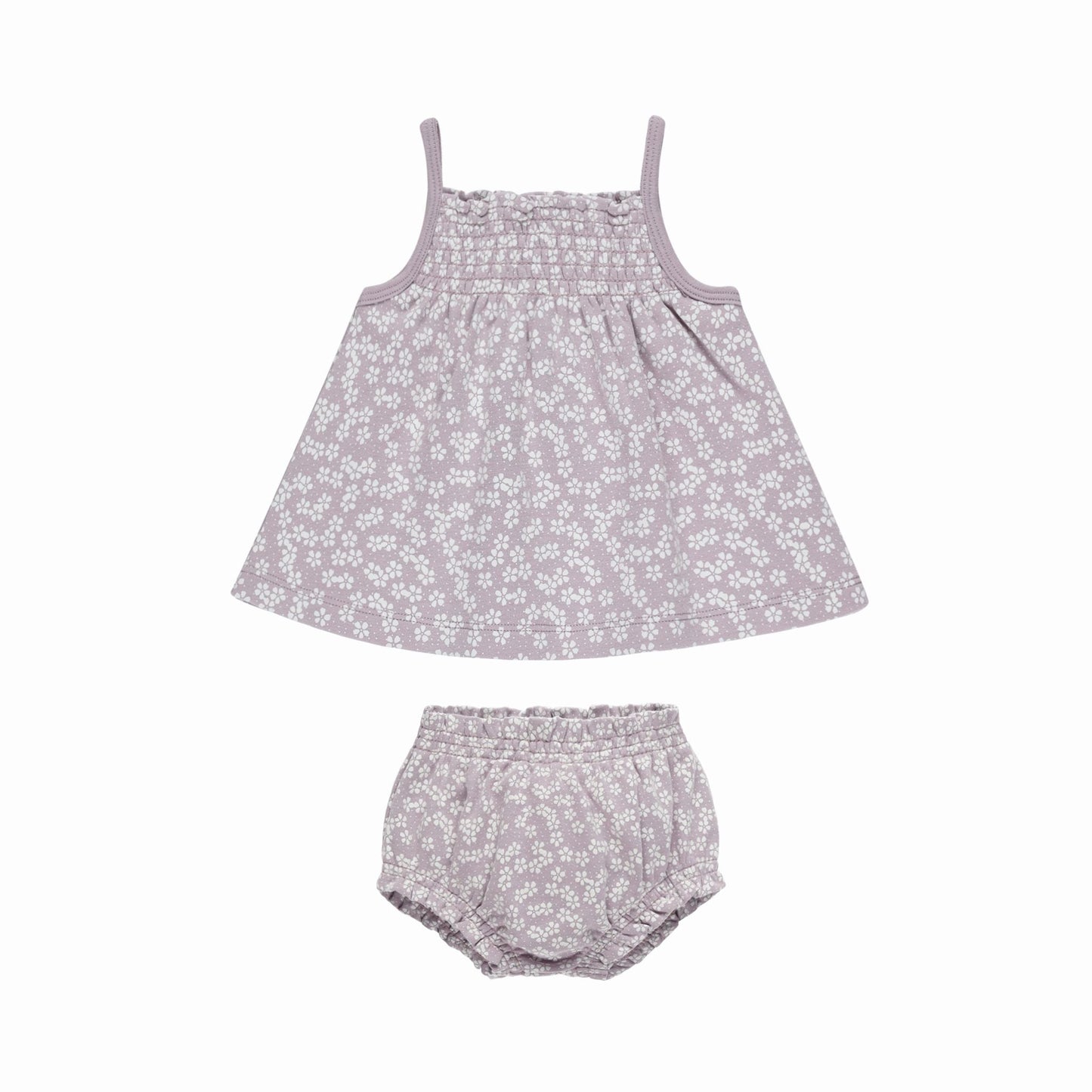 Smocked Tank + Bloomer Set - Lavender Ditsy