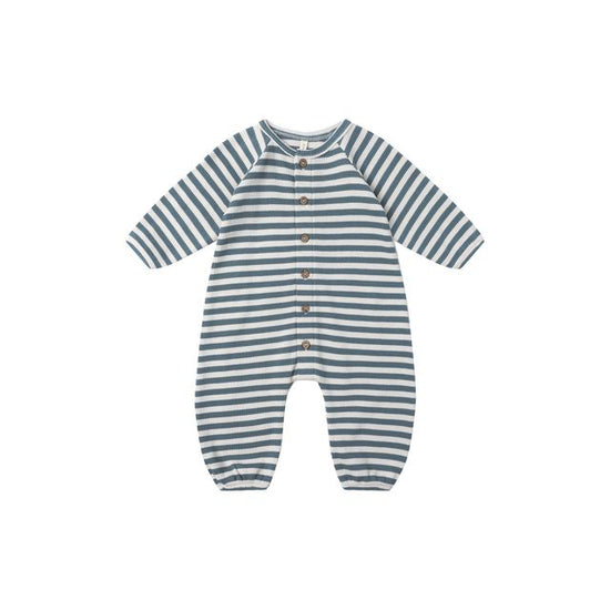 Waffle Long Sleeve Jumpsuit - Ocean Stripe