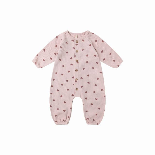 Waffle Long Sleeve Jumpsuit - Hearts