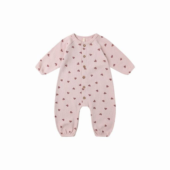 Waffle Long Sleeve Jumpsuit - Hearts