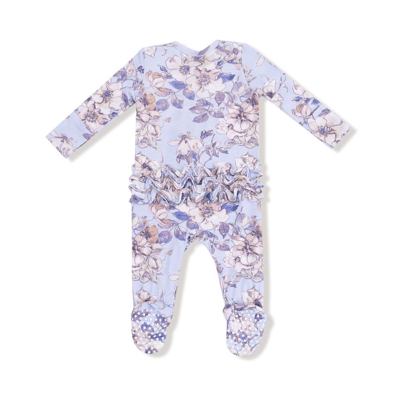 Woodrose Peri 2-Way Zipper Ruffle Back Footie