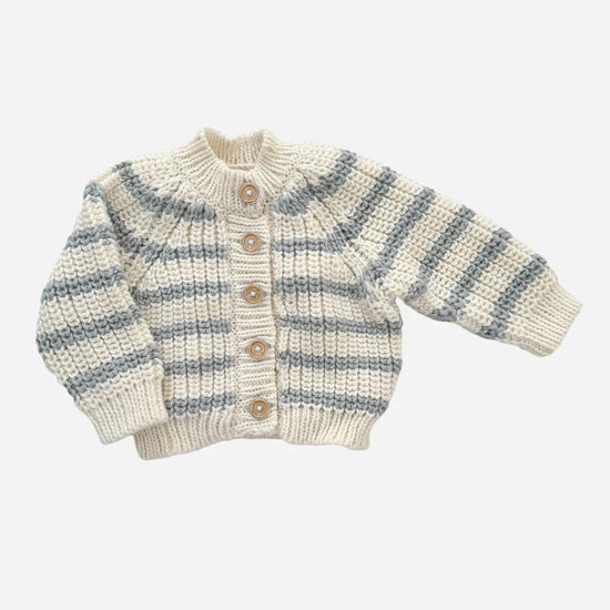 Rib Knit Stripe Cardigan - Bowie Grey