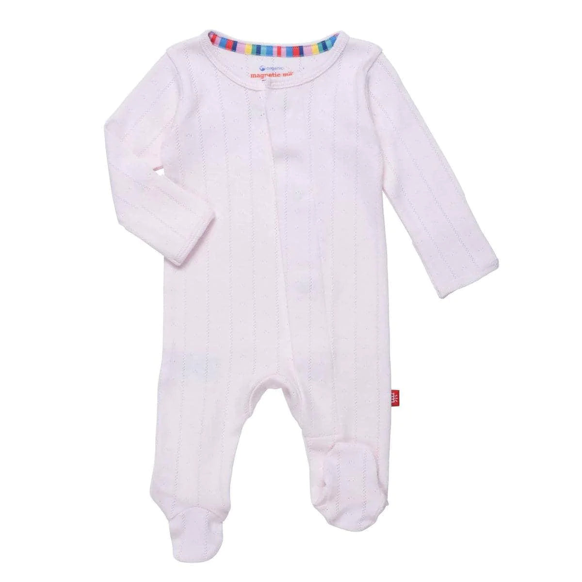 Love Lines Pink Organic Cotton Pointelle Magnetic Footie