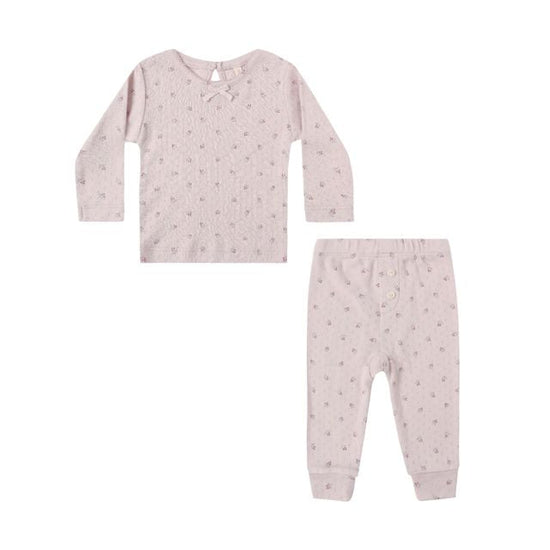 Pointelle Long Sleeve Tee + Legging - Lilac Ditsy