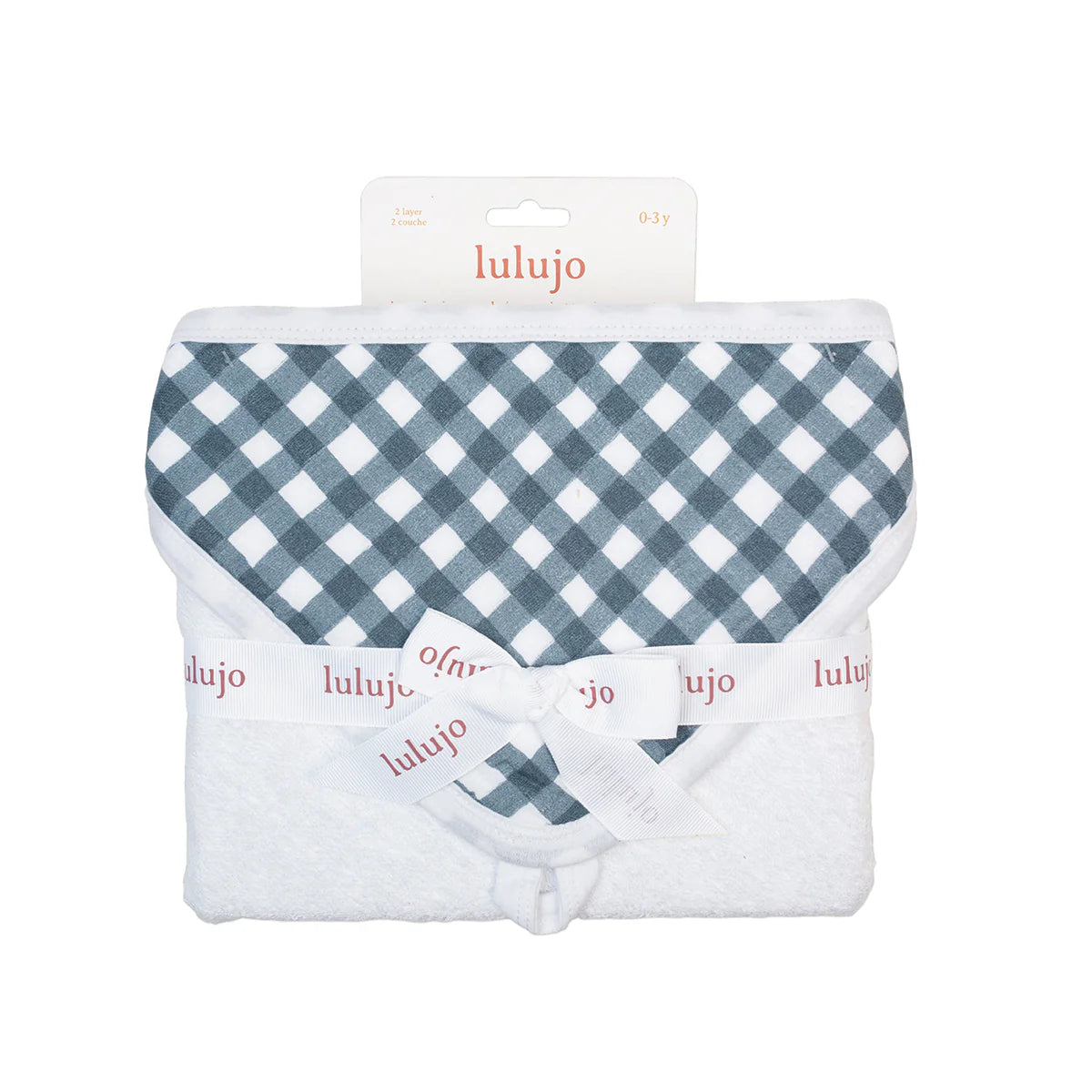 Hooded Towel - Navy Gingham