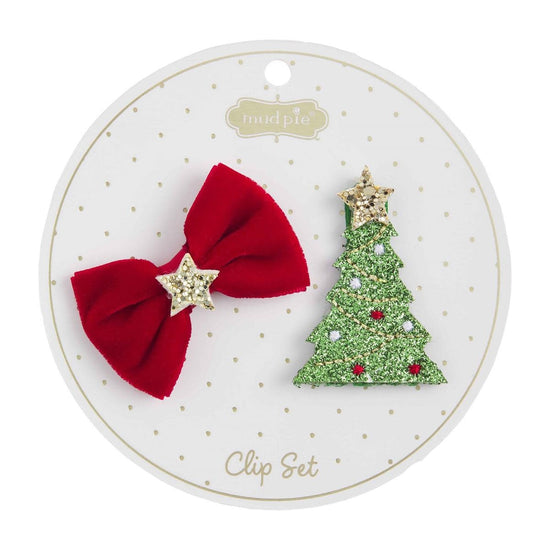 Christmas Hair Clip Sets - Tree & Bow