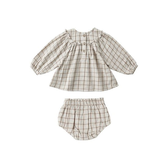 Mia Top + Bloomer Set - Blue Plaid