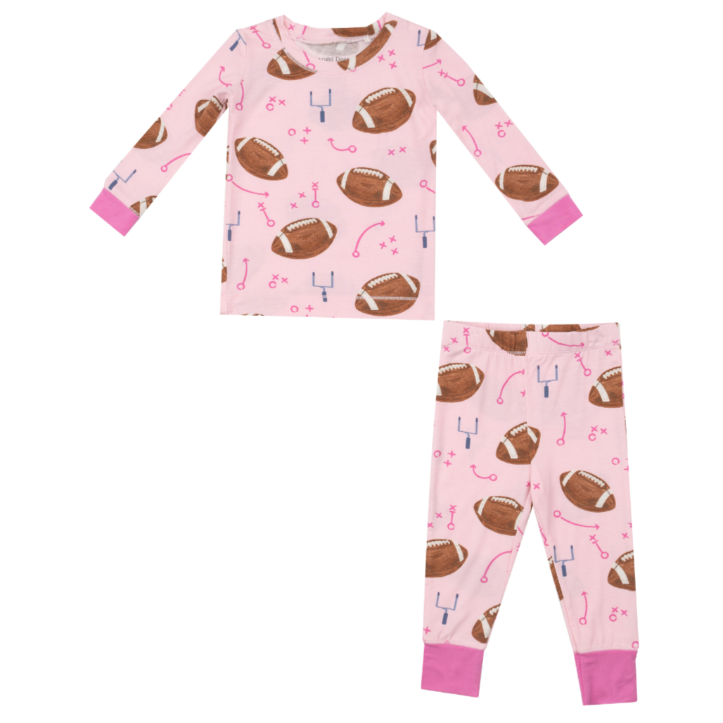 Footballs Pink Long Sleeve Loungewear Set