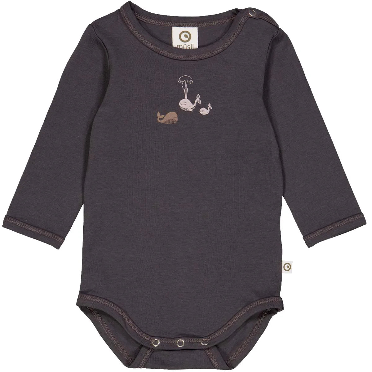 Whale Print Long Sleeve Bodysuit - Mystery Blue