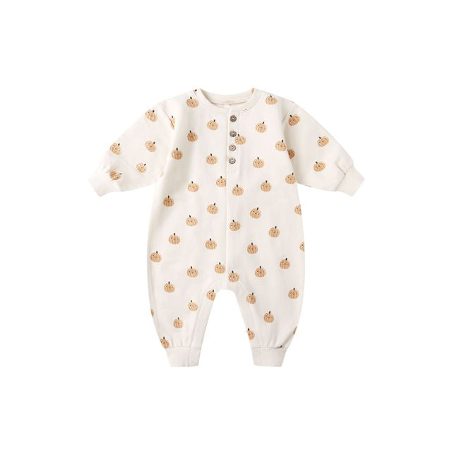 Relaxed Fleece Jumpsuit - Smiley Pumpkins