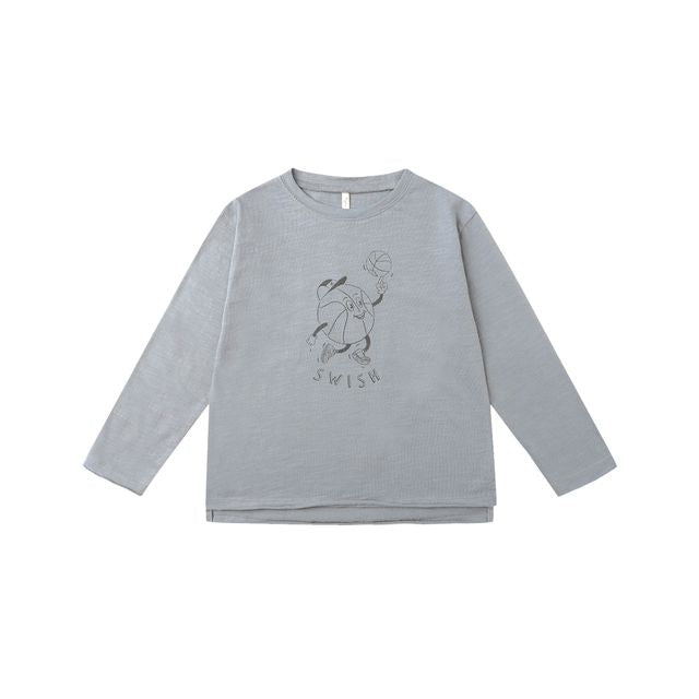 Raw Edge Long Sleeve Tee - Basketball