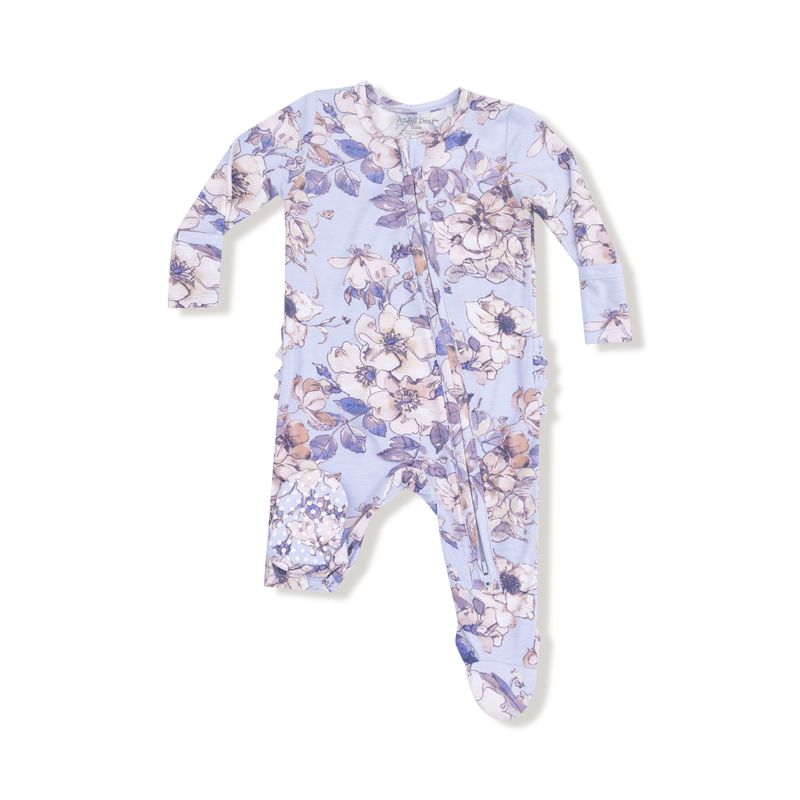 Woodrose Peri 2-Way Zipper Ruffle Back Footie
