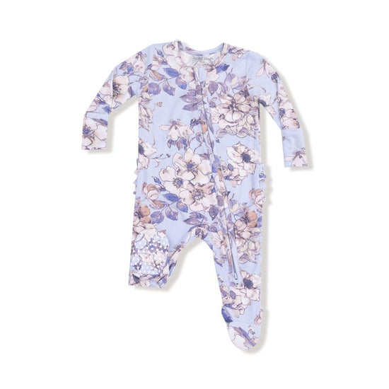 Woodrose Peri 2-Way Zipper Ruffle Back Footie