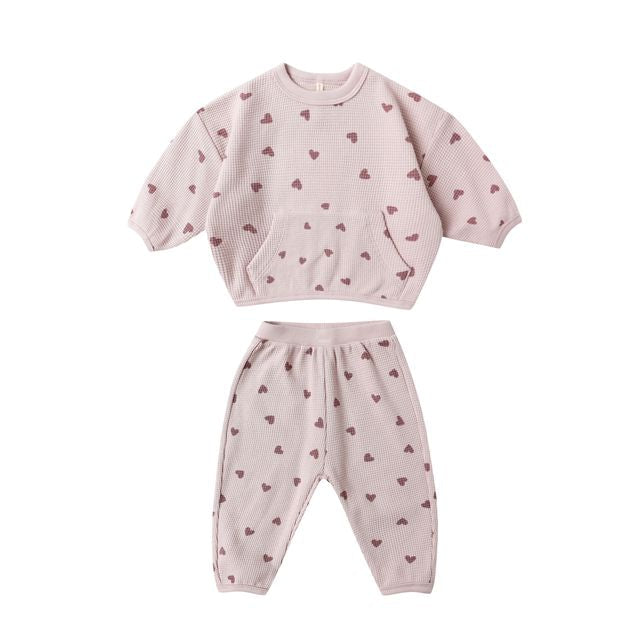 Waffle Slouch Set - Hearts