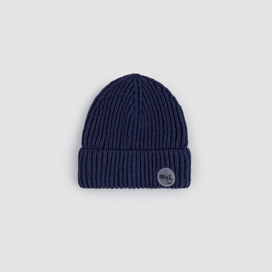 Miles Blue Ribbed Winter Beanie