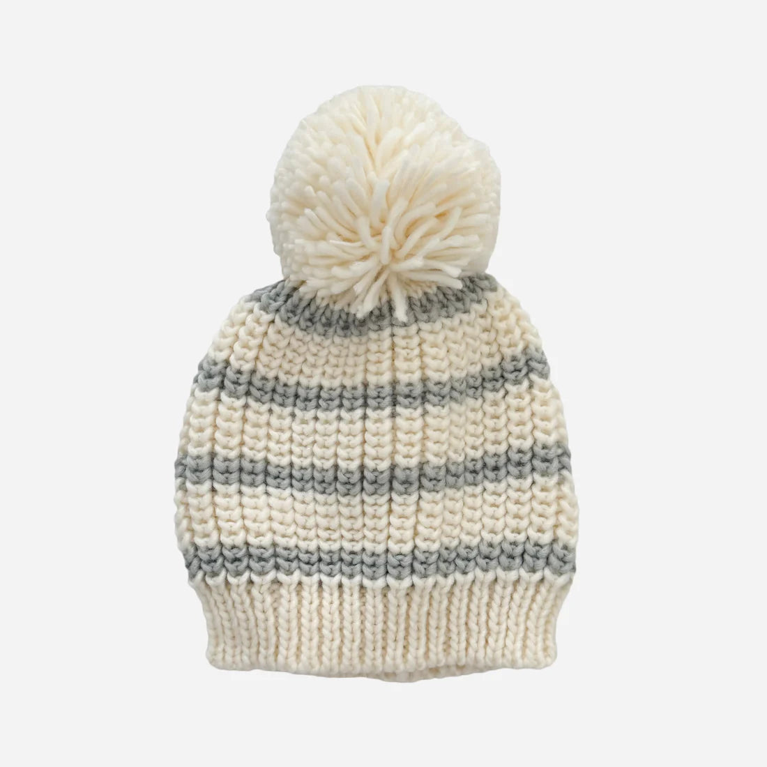 Rib Knit Stripe Hat - Bowie Grey