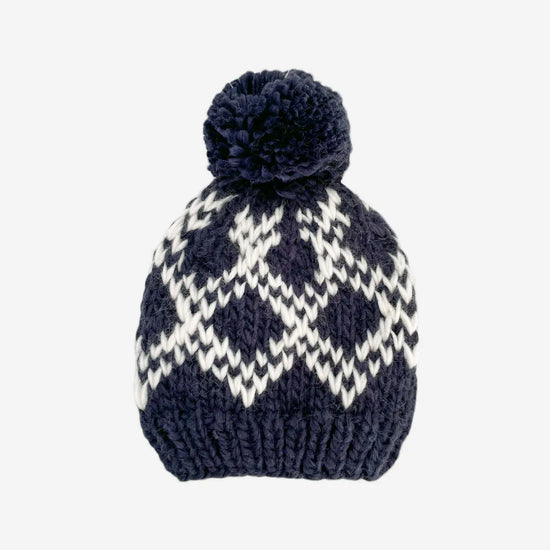 Diamond Faire Isle Hat - Navy