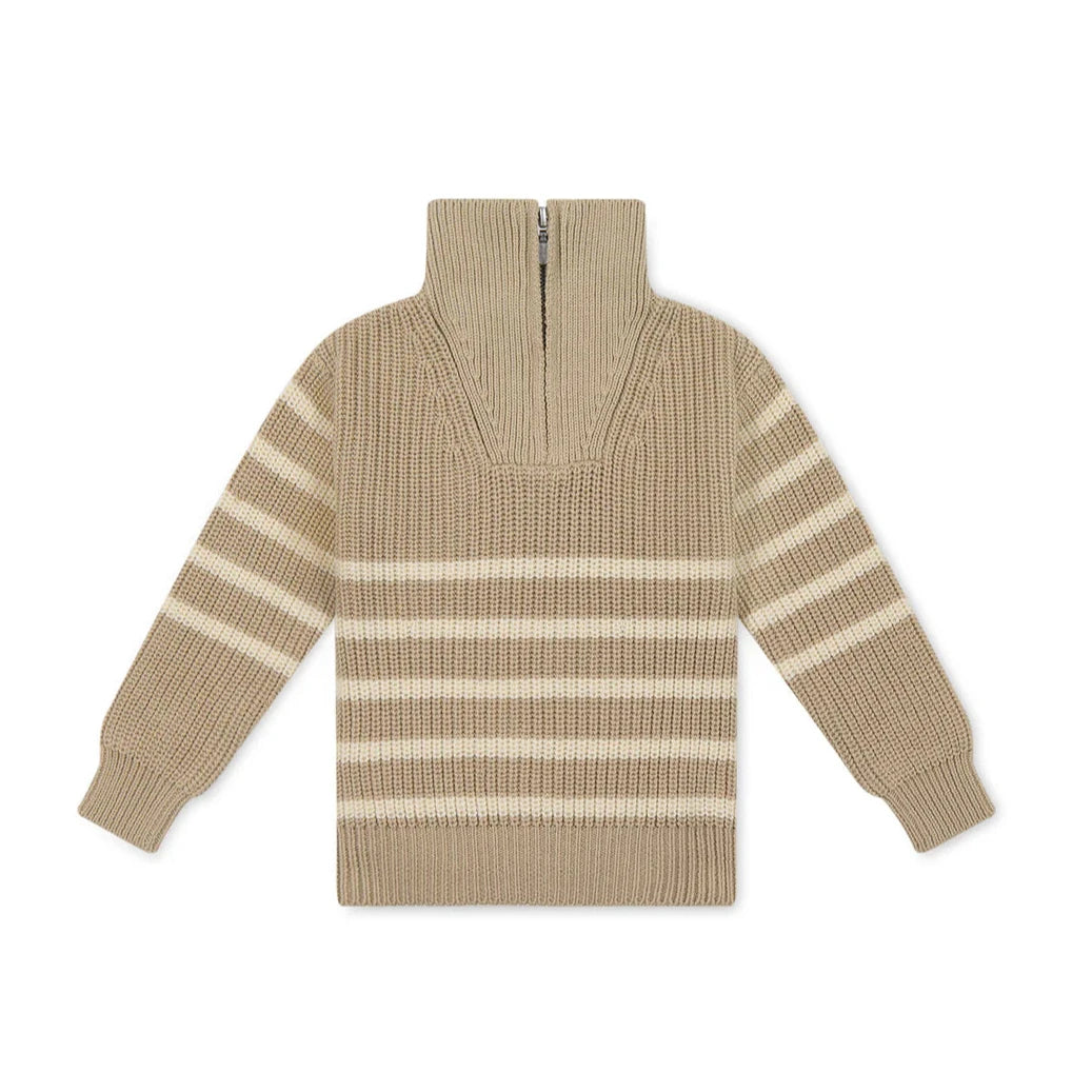 Jack Zip Jumper - Lenny Stripe Fawn